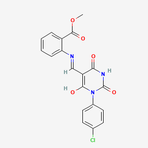 METHYL 2-({[(5Z)-1-(4-CHLOROPHENYL)-2,4,6-TRIOXO-1,3-DIAZINAN-5-YLIDENE]METHYL}AMINO)BENZOATE