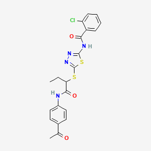 N-[5-[1-(4-acetylanilino)-1-oxobutan-2-yl]sulfanyl-1,3,4-thiadiazol-2-yl]-2-chlorobenzamide