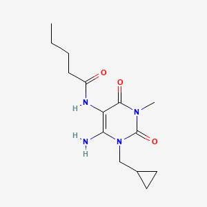 B589221 N-(6-Amino-1-(cyclopropylmethyl)-3-methyl-2,4-dioxo-1,2,3,4-tetrahydropyrimidin-5-yl)pentanamide CAS No. 143148-55-4