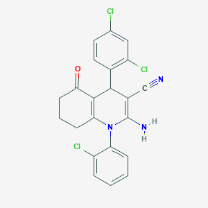 2-amino-1-(2-chlorophenyl)-4-(2,4-dichlorophenyl)-5-oxo-1,4,5,6,7,8-hexahydroquinoline-3-carbonitrile