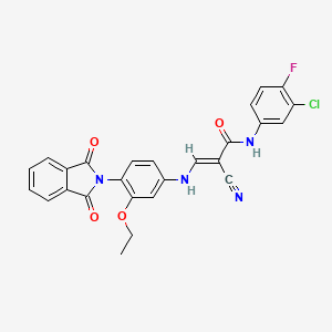 B589231 (E)-3-[3-Ethoxy-4-(phthalimidyl)anilino]-N-(3-chloro-4-fluorophenyl)-2-cyano-2-propenamide CAS No. 915945-39-0