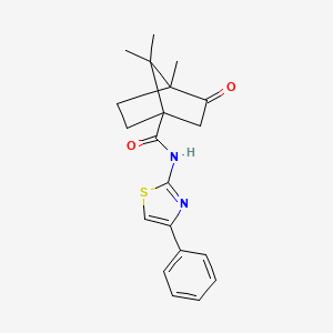 4,7,7-trimethyl-3-oxo-N-[(2E)-4-phenyl-1,3-thiazol-2(3H)-ylidene]bicyclo[2.2.1]heptane-1-carboxamide