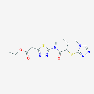 ETHYL 2-(5-{2-[(4-METHYL-4H-1,2,4-TRIAZOL-3-YL)SULFANYL]BUTANAMIDO}-1,3,4-THIADIAZOL-2-YL)ACETATE