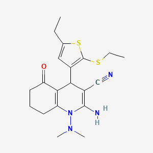 2-Amino-1-(dimethylamino)-4-[5-ethyl-2-(ethylsulfanyl)thiophen-3-yl]-5-oxo-1,4,5,6,7,8-hexahydroquinoline-3-carbonitrile