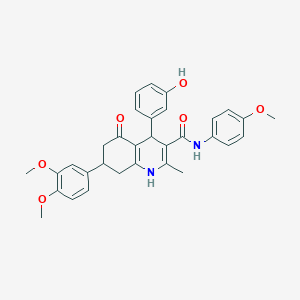 molecular formula C32H32N2O6 B5892424 7-(3,4-dimethoxyphenyl)-4-(3-hydroxyphenyl)-N-(4-methoxyphenyl)-2-methyl-5-oxo-1,4,5,6,7,8-hexahydroquinoline-3-carboxamide 