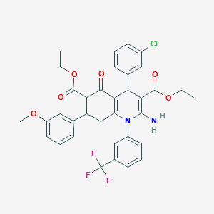 DIETHYL 2-AMINO-4-(3-CHLOROPHENYL)-7-(3-METHOXYPHENYL)-5-OXO-1-[3-(TRIFLUOROMETHYL)PHENYL]-1,4,5,6,7,8-HEXAHYDRO-3,6-QUINOLINEDICARBOXYLATE