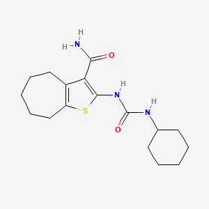 2-{[(cyclohexylamino)carbonyl]amino}-5,6,7,8-tetrahydro-4H-cyclohepta[b]thiophene-3-carboxamide