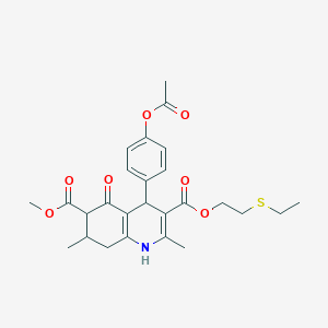 3-[2-(Ethylsulfanyl)ethyl] 6-methyl 4-[4-(acetyloxy)phenyl]-2,7-dimethyl-5-oxo-1,4,5,6,7,8-hexahydroquinoline-3,6-dicarboxylate