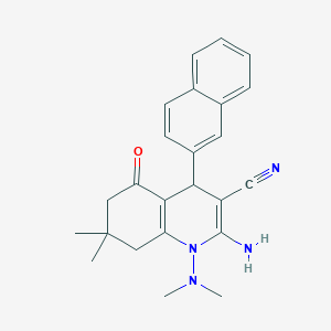 molecular formula C24H26N4O B5892566 2-Amino-1-(dimethylamino)-7,7-dimethyl-4-(naphthalen-2-yl)-5-oxo-1,4,5,6,7,8-hexahydroquinoline-3-carbonitrile 