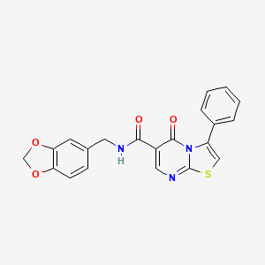 molecular formula C21H15N3O4S B5892585 N-(1,3-benzodioxol-5-ylmethyl)-5-oxo-3-phenyl-5H-[1,3]thiazolo[3,2-a]pyrimidine-6-carboxamide 