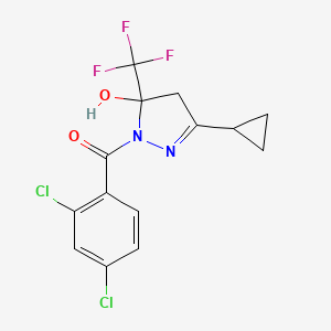 [3-cyclopropyl-5-hydroxy-5-(trifluoromethyl)-4,5-dihydro-1H-pyrazol-1-yl](2,4-dichlorophenyl)methanone