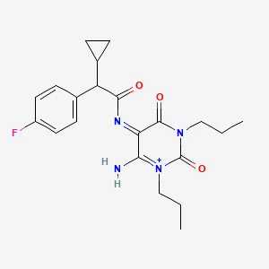 molecular formula C21H26FN4O3+ B589263 N-(6-Amino-2,4-dioxo-1,3-dipropyl-1,2,3,4-tetrahydro-5-pyrimidinyl)-2-cyclopropyl-2-(4-fluorophenyl)acetamide CAS No. 131954-02-4
