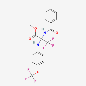 molecular formula C18H14F6N2O4 B5892637 METHYL 3,3,3-TRIFLUORO-2-(PHENYLFORMAMIDO)-2-{[4-(TRIFLUOROMETHOXY)PHENYL]AMINO}PROPANOATE 