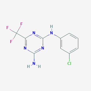 molecular formula C10H7ClF3N5 B5892651 N2-(3-CHLOROPHENYL)-6-(TRIFLUOROMETHYL)-1,3,5-TRIAZINE-2,4-DIAMINE 