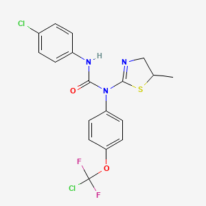 molecular formula C18H15Cl2F2N3O2S B5892661 3-[4-(CHLORODIFLUOROMETHOXY)PHENYL]-1-(4-CHLOROPHENYL)-3-(5-METHYL-4,5-DIHYDRO-1,3-THIAZOL-2-YL)UREA 