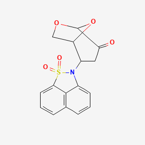 molecular formula C16H13NO5S B5892703 2-(2,2-Dioxo-2lambda6-thia-3-azatricyclo[6.3.1.04,12]dodeca-1(11),4,6,8(12),9-pentaen-3-yl)-6,8-dioxabicyclo[3.2.1]octan-4-one 