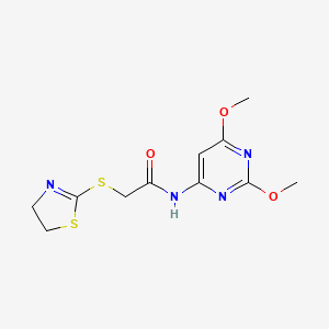 molecular formula C11H14N4O3S2 B5892757 2-(4,5-dihydro-1,3-thiazol-2-ylthio)-N-(2,6-dimethoxy-4-pyrimidinyl)acetamide 