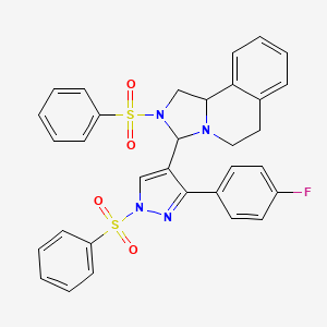 1-(BENZENESULFONYL)-4-[2-(BENZENESULFONYL)-1H,2H,3H,5H,6H,10BH-IMIDAZO[4,3-A]ISOQUINOLIN-3-YL]-3-(4-FLUOROPHENYL)-1H-PYRAZOLE