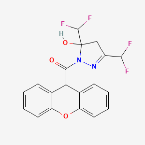 molecular formula C19H14F4N2O3 B5892803 [3,5-bis(difluoromethyl)-5-hydroxy-4,5-dihydro-1H-pyrazol-1-yl](9H-xanthen-9-yl)methanone 