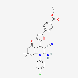 ethyl 4-{5-[2-amino-1-(4-chlorophenyl)-3-cyano-7,7-dimethyl-5-oxo-1,4,5,6,7,8-hexahydro-4-quinolinyl]-2-furyl}benzoate