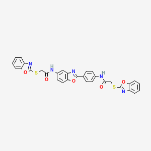 2-(1,3-BENZOXAZOL-2-YLSULFANYL)-N-(2-{4-[2-(1,3-BENZOXAZOL-2-YLSULFANYL)ACETAMIDO]PHENYL}-1,3-BENZOXAZOL-5-YL)ACETAMIDE