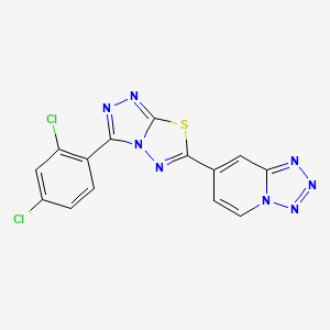 molecular formula C14H6Cl2N8S B5892960 3-(2,4-DICHLOROPHENYL)-6-[1,2,3,4]TETRAAZOLO[1,5-A]PYRIDIN-7-YL[1,2,4]TRIAZOLO[3,4-B][1,3,4]THIADIAZOLE 