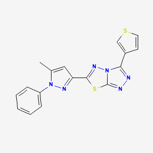 molecular formula C17H12N6S2 B5893003 6-(5-methyl-1-phenyl-1H-pyrazol-3-yl)-3-(3-thienyl)[1,2,4]triazolo[3,4-b][1,3,4]thiadiazole 