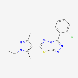 molecular formula C16H15ClN6S B5893060 3-(2-chlorophenyl)-6-(1-ethyl-3,5-dimethyl-1H-pyrazol-4-yl)[1,2,4]triazolo[3,4-b][1,3,4]thiadiazole 