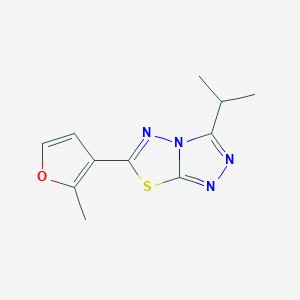 molecular formula C11H12N4OS B5893072 3-isopropyl-6-(2-methyl-3-furyl)[1,2,4]triazolo[3,4-b][1,3,4]thiadiazole 