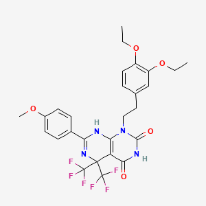 molecular formula C27H26F6N4O5 B5893119 1-[2-(3,4-DIETHOXYPHENYL)ETHYL]-7-(4-METHOXYPHENYL)-5,5-BIS(TRIFLUOROMETHYL)-1H,2H,3H,4H,5H,8H-PYRIMIDO[4,5-D][1,3]DIAZINE-2,4-DIONE 