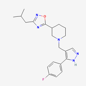 5-[1-[[5-(4-fluorophenyl)-1H-pyrazol-4-yl]methyl]piperidin-3-yl]-3-(2-methylpropyl)-1,2,4-oxadiazole