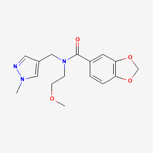 N-(2-methoxyethyl)-N-[(1-methyl-1H-pyrazol-4-yl)methyl]-1,3-benzodioxole-5-carboxamide