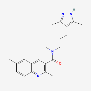 N-[3-(3,5-dimethyl-1H-pyrazol-4-yl)propyl]-N,2,6-trimethylquinoline-3-carboxamide