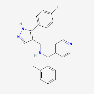 N-[[5-(4-fluorophenyl)-1H-pyrazol-4-yl]methyl]-1-(2-methylphenyl)-1-pyridin-4-ylmethanamine