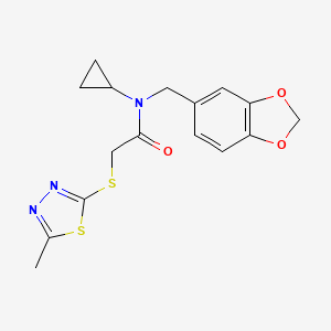 N-(1,3-benzodioxol-5-ylmethyl)-N-cyclopropyl-2-[(5-methyl-1,3,4-thiadiazol-2-yl)thio]acetamide