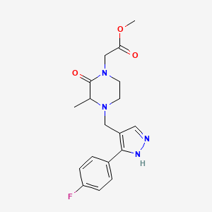 molecular formula C18H21FN4O3 B5893607 methyl 2-[4-[[5-(4-fluorophenyl)-1H-pyrazol-4-yl]methyl]-3-methyl-2-oxopiperazin-1-yl]acetate 