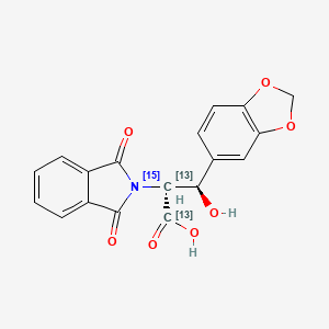 molecular formula C18H13NO7 B589413 1,3-Benzodioxole-N-phthalimido DL-threo-Droxidopa-13C2,15N CAS No. 1330188-86-7