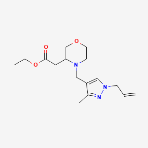 molecular formula C16H25N3O3 B5894224 ethyl {4-[(1-allyl-3-methyl-1H-pyrazol-4-yl)methyl]morpholin-3-yl}acetate 