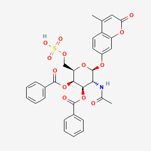 molecular formula C32H29NO13S B589642 4-Methylumbelliferyl 2-acetamido-2-deoxy-3,4-DI-O-benzoyl-beta-D-galactopyranoside 6-sulfate CAS No. 154639-33-5