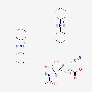 molecular formula C21H35N3O5S B589672 Dicyclohexylammonium N-acetyl-S-(1-carboxylato-2-cyanoethyl)-L-cysteinate-N,2,3-d3 CAS No. 1356848-13-9