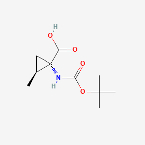 molecular formula C10H17NO4 B589684 (1S,2S)-1-[(tert-Butoxycarbonyl)amino]-2-methylcyclopropane-1-carboxylic acid CAS No. 136378-33-1