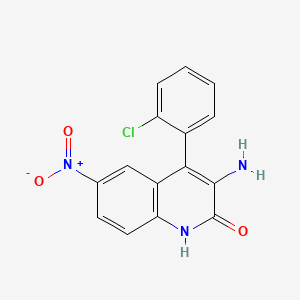molecular formula C15H10ClN3O3 B589803 3-Amino-4-(2-chlorophenyl)-6-nitroquinolin-2(1H)-one CAS No. 55198-89-5