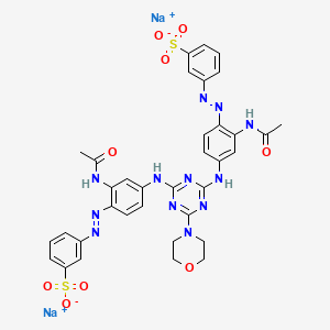 molecular formula C35H32N12Na2O9S2 B589818 Benzenesulfonic acid, 3,3'-[[6-(4-morpholinyl)-1,3,5-triazine-2,4-diyl]bis[imino[2-(acetylamino)-4,1-phenylene]-2,1-diazenediyl]]bis-, sodium salt (1:2) CAS No. 130201-55-7