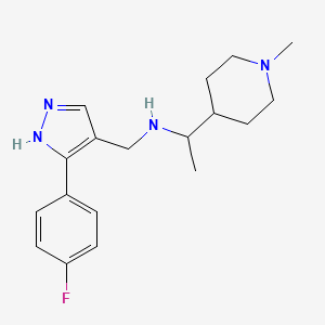 N-[[5-(4-fluorophenyl)-1H-pyrazol-4-yl]methyl]-1-(1-methylpiperidin-4-yl)ethanamine