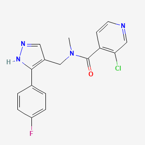 3-chloro-N-[[5-(4-fluorophenyl)-1H-pyrazol-4-yl]methyl]-N-methylpyridine-4-carboxamide