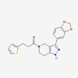 1-[3-(1,3-Benzodioxol-5-yl)-1,4,6,7-tetrahydropyrazolo[4,3-c]pyridin-5-yl]-3-thiophen-2-ylpropan-1-one