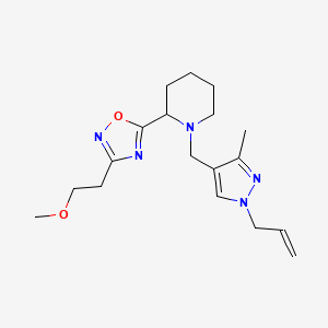 3-(2-Methoxyethyl)-5-[1-[(3-methyl-1-prop-2-enylpyrazol-4-yl)methyl]piperidin-2-yl]-1,2,4-oxadiazole