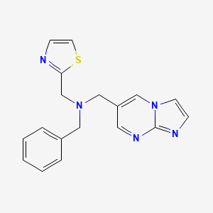 molecular formula C18H17N5S B5899698 N-benzyl-1-imidazo[1,2-a]pyrimidin-6-yl-N-(1,3-thiazol-2-ylmethyl)methanamine 