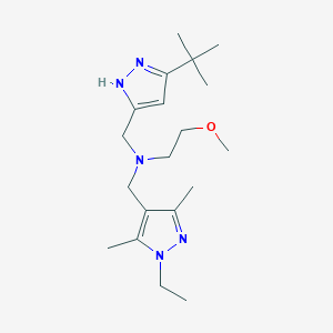 molecular formula C19H33N5O B5899713 N-[(5-tert-butyl-1H-pyrazol-3-yl)methyl]-N-[(1-ethyl-3,5-dimethyl-1H-pyrazol-4-yl)methyl]-2-methoxyethanamine 