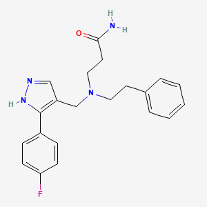 molecular formula C21H23FN4O B5899891 3-[{[3-(4-fluorophenyl)-1H-pyrazol-4-yl]methyl}(2-phenylethyl)amino]propanamide 